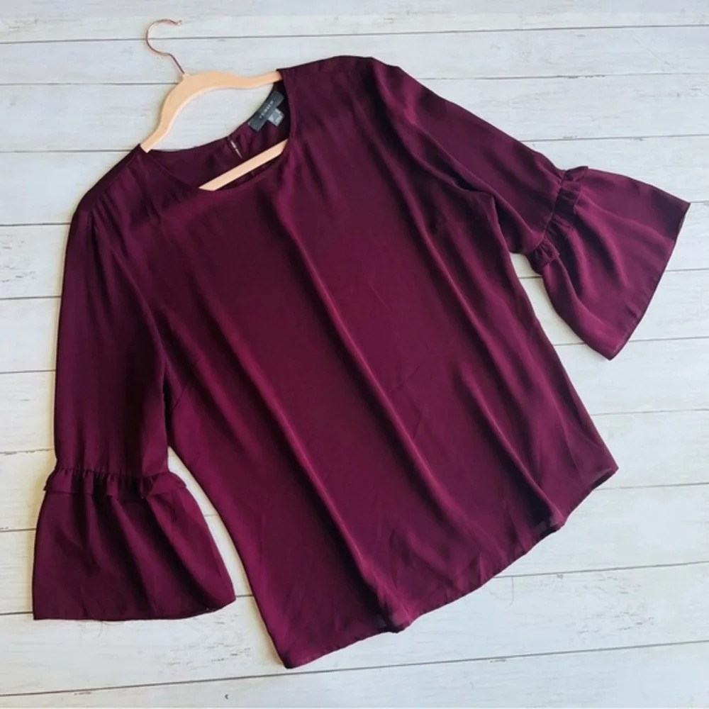 PRIMARK Burgundy Bell Sleeve Top Size 12 - Picture 10 of 11
